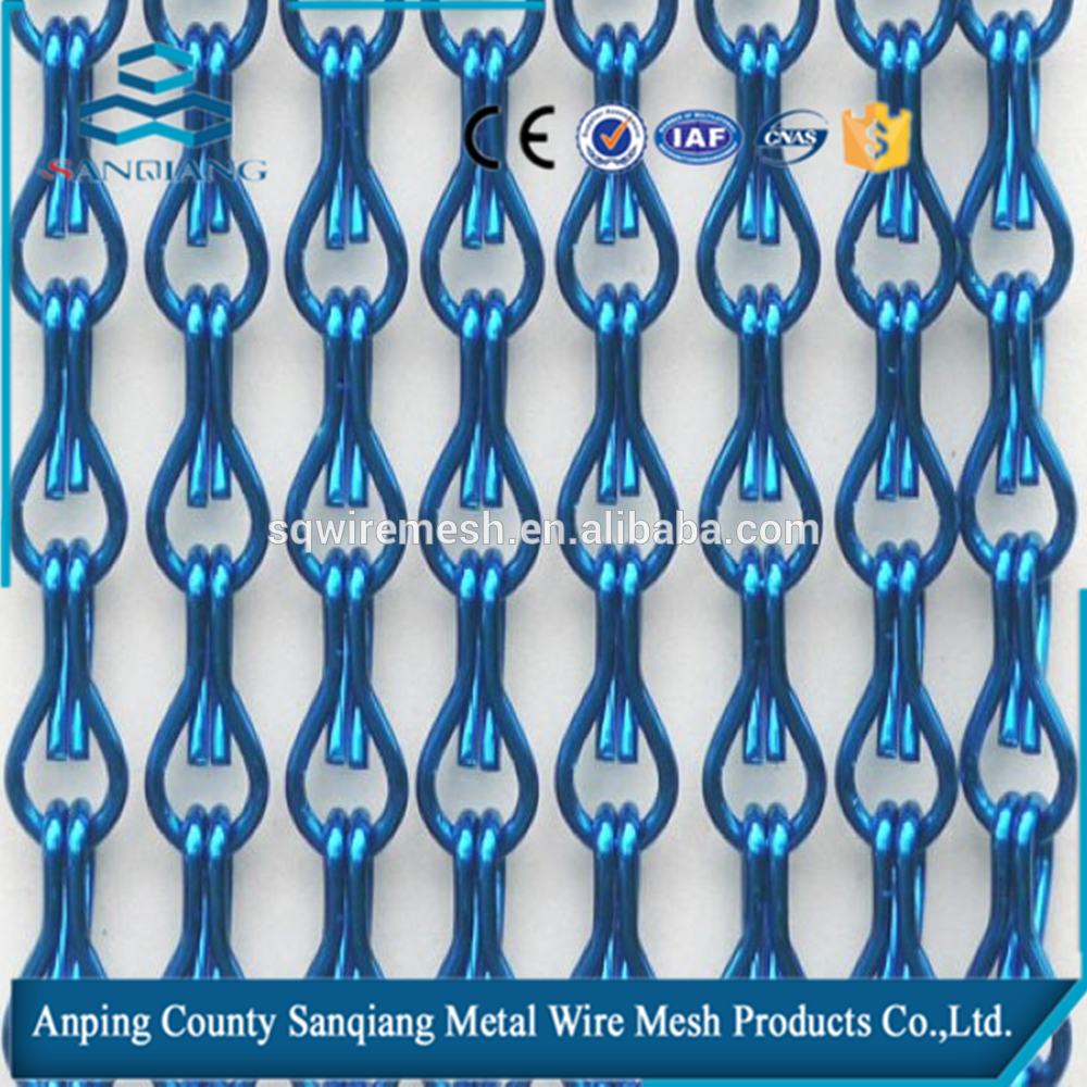 Anodized chain link Curtain / Decorative metal chain link mesh curtain